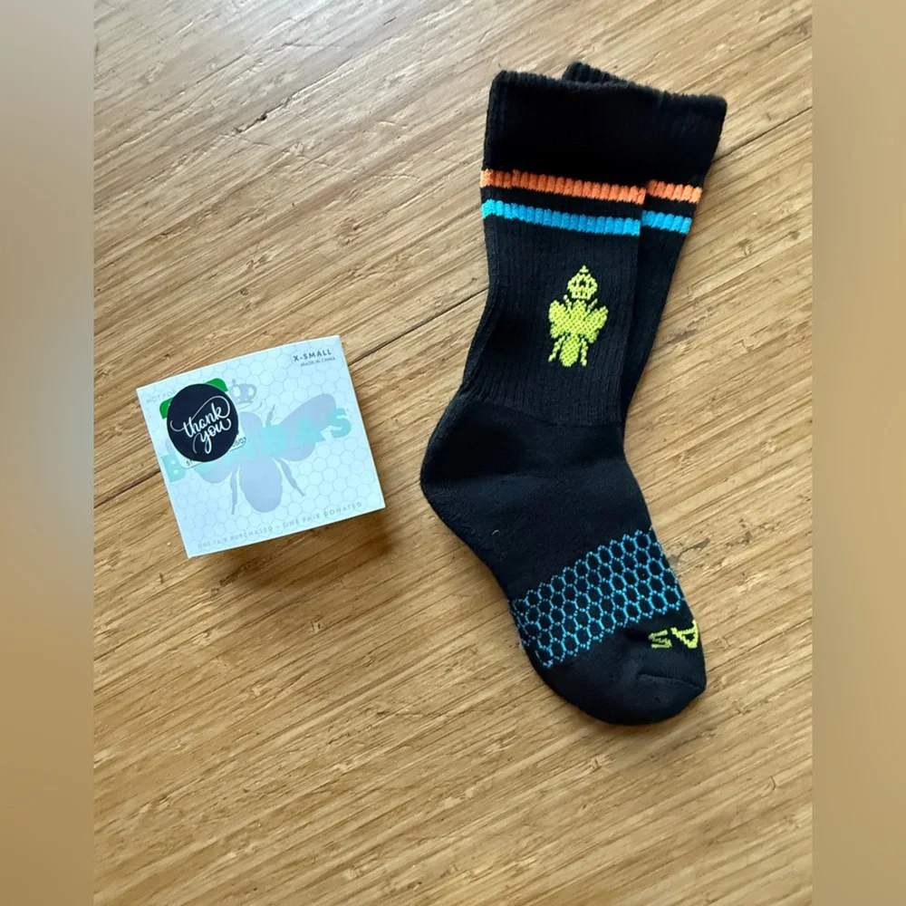 Bombas Black and Blue Athletic Socks with Cushioning XS Youth